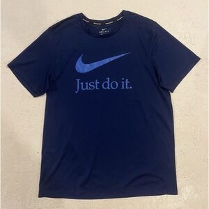 Nike Dri Fit Athletic Shirt Short Sleeve Running Blue Mens Large Gym Workout